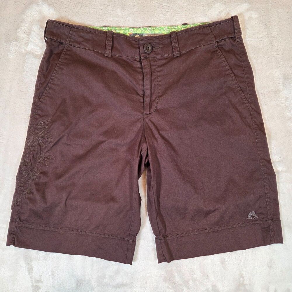 Nike ACG Women’s Hiking Shorts Size 4 Brown Floral Embroidered Y2K Vintage
